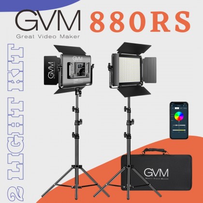 GVM 880RS 60W 2 LIGHT KIT RGB Bi-Color and High Power Video Light 752 Beads 3200K-5600K
